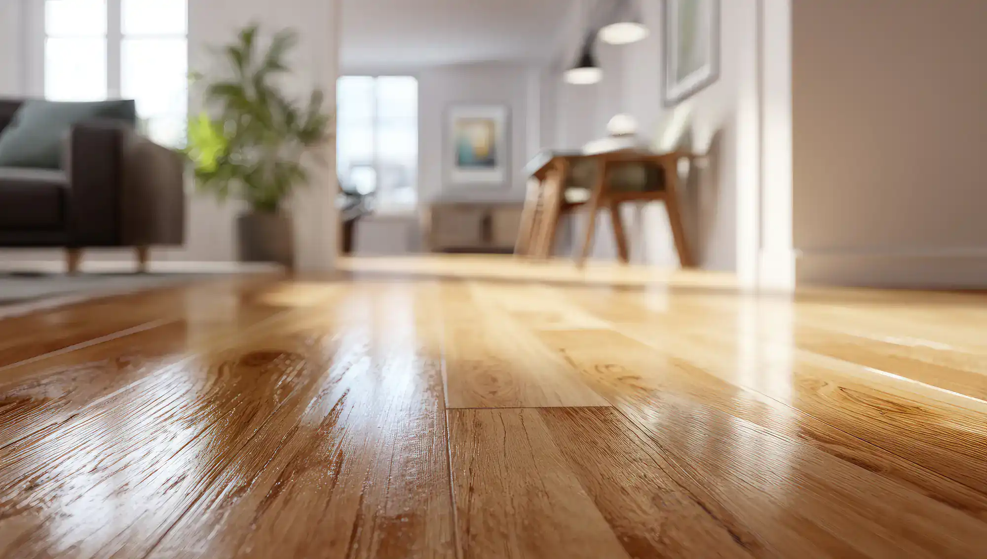 Beautiful hardwood flooring in a contemporary living space with natural light.